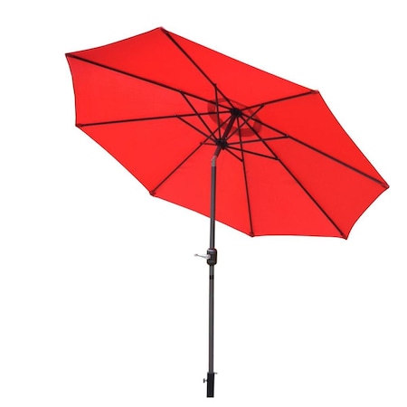 Bbq Innovations 9 ft. Metal Framed Umbrella with Crank & Tilt System - Red Top & Brown Pole wih Brown Stand BB3107578